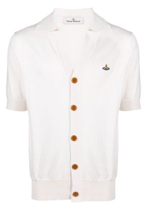 Vivienne Westwood Orb-embroidered polo cardigan - Neutrals