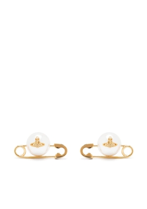 Vivienne Westwood Orb pearl safety-pin earrings - Gold