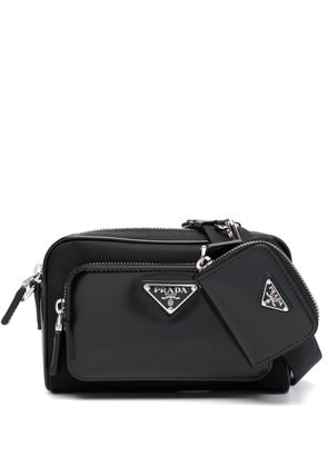 Prada logo-appliqué shoulder bag - Black