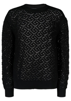 Versace crew-neck open-knit sweater - Black