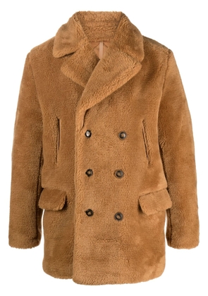 UGG Ashbury UGGfluff double-breasted peacoat - Brown