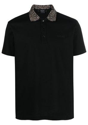 Versace studded collar polo shirt - Black
