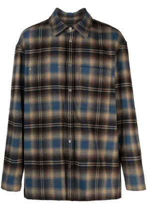 Wooyoungmi hooded checked shirt - Brown