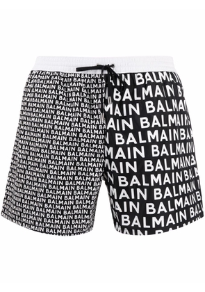 Balmain logo-print swim-shorts - Black