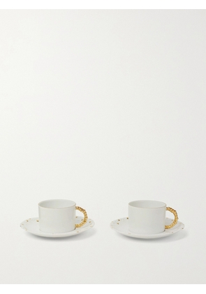 L'Objet - Haas Mojave Set of Two Gold-Plated Porcelain Tea Cups and Saucers - Men - White