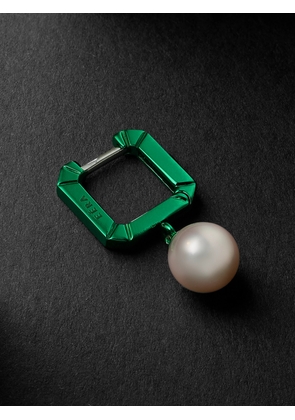 EÉRA - Mini White Gold and Pearl Single Hoop Earring - Men - Green