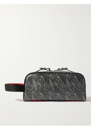 Christian Louboutin - Blaster Monogrammed Textured-Leather Wash Bag - Men - Black
