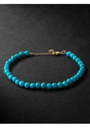 Mateo - Gold Turquoise Beaded Bracelet - Men - Blue
