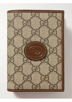 Gucci - Leather-Trimmed Monogrammed Coated-Canvas Passport Case - Men - Neutrals