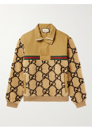 Gucci - Logo-Jacquard Wool-Blend Fleece and Shell Half-Zip Track Jacket - Men - Neutrals - S