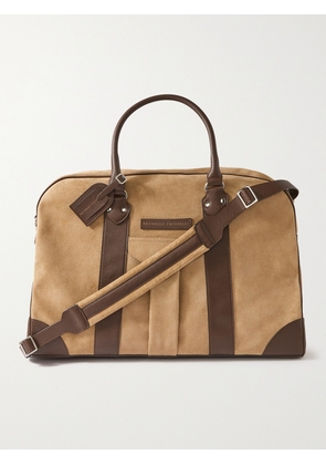 Brunello Cucinelli - Logo-Appliquéd Leather-Trimmed Suede Duffle Bag - Men - Brown