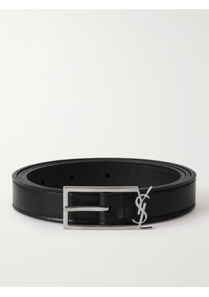SAINT LAURENT - 2cm Logo-Embellished Leather Belt - Men - Black - EU 80