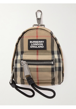 Burberry - Checked Leather-Trimmed Canvas Keyring - Men - Neutrals