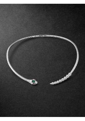 SHAY - Snake White Gold Multi-Stone Necklace - Men - Silver