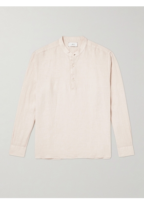 Mr P. - Mandarin-Collar Garment-Dyed Half-Placket Linen Shirt - Men - Neutrals - XS