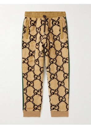 Gucci - Striped Logo-Jacquard Wool-Blend Fleece Sweatpants - Men - Neutrals - S