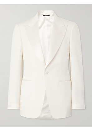 TOM FORD - Shelton Grain de Poudre Wool and Mohair-Blend Tuxedo Jacket - Men - White - IT 46