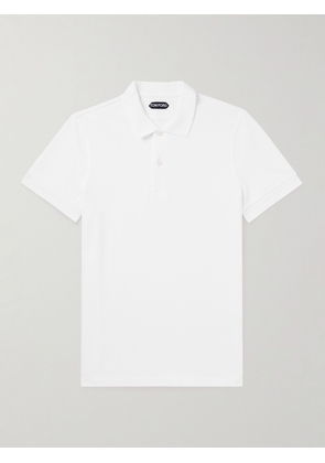 TOM FORD - Garment-Dyed Cotton-Piqué Polo Shirt - Men - White - IT 44