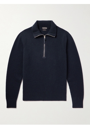 TOM FORD - Wool-Blend Half-Zip Sweater - Men - Blue - IT 44