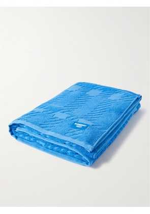 Burberry - Logo-Appliquéd Organic Cotton-Terry Jacquard Beach Towel - Men - Blue