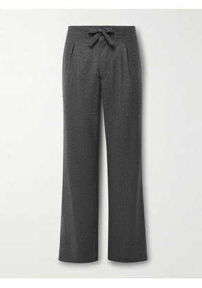 Stòffa - Straight-Leg Pleated Wool-Flannel Drawstring Trousers - Men - Gray - IT 46
