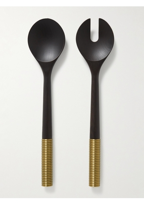 L'Objet - Alhambra Set of Two Smoked Ash and Gold-Tone Serving Spoons - Men - Brown