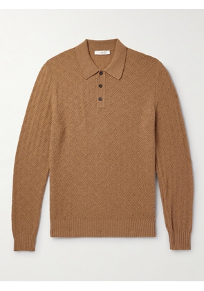 Mr P. - Honeycomb-Knit Wool Polo Shirt - Men - Brown - XS