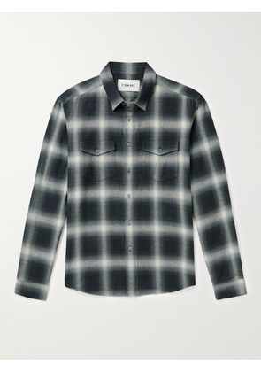 FRAME - Checked Brushed Cotton-Flannel Shirt - Men - Gray - XS