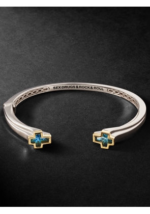 Stephen Webster - Sterling Silver, 18-Karat Recycled Gold and Blue Topaz Cuff - Men - Silver