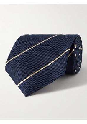 Dunhill - 9cm Striped Linen and Mulberry Silk-Blend Twill Tie - Men - Blue