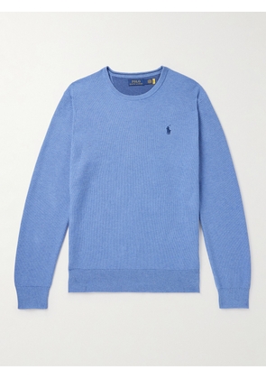 Polo Ralph Lauren - Slim-Fit Logo-Embroidered Honeycomb-Knit Cotton Sweater - Men - Blue - XS