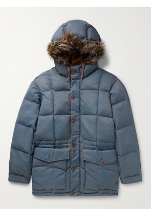 RRL - Arden Faux Fur-Trimmed Recycled-Nylon Padded Hooded Jacket - Men - Blue - S