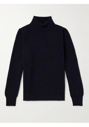 De Petrillo - Ribbed Wool and Cashmere-Blend Sweater - Men - Blue - IT 46