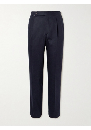 De Petrillo - Straight-Leg Pleated Wool-Blend Flannel Suit Trousers - Men - Blue - IT 46