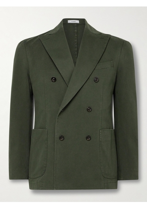 Boglioli - Double-Breasted Garment-Dyed Stretch-Cotton Twill Suit Jacket - Men - Green - IT 46