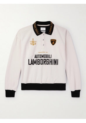 Rhude - Lamborghini Embroidered Two-Tone Cotton-Piqué Polo Shirt - Men - Neutrals - XS