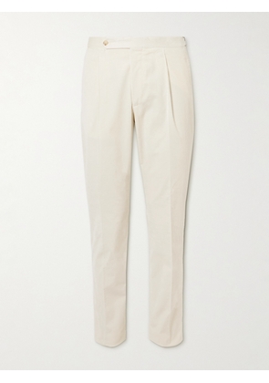 De Petrillo - Pleated Cotton-Blend Corduroy Trousers - Men - White - IT 46