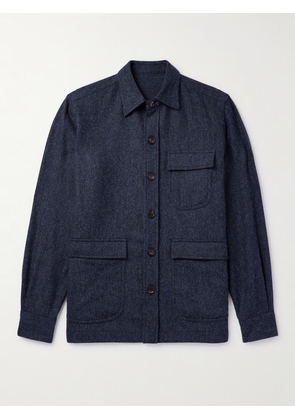 De Petrillo - Herringbone Wool and Cashmere-Blend Overshirt - Men - Blue - IT 46