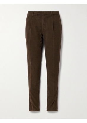 Boglioli - Slim-Fit Pleated Garment-Dyed Cotton-Blend Corduroy Suit Trousers - Men - Brown - IT 46