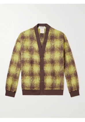 Remi Relief - Jersey-Trimmed Checked Wool-Blend Cardigan - Men - Yellow - S