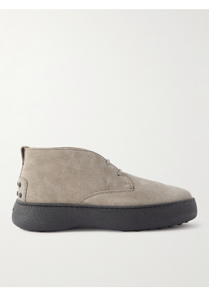 Tod's - Shearling-Lined Suede Chukka Boots - Men - Gray - UK 6