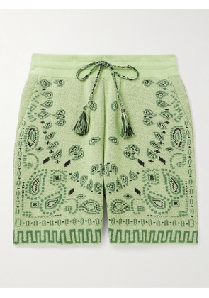 Alanui - Straight-Leg Embroidered Cotton-Piqué Drawstring Shorts - Men - Green - S