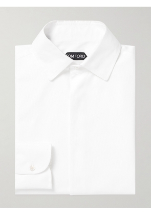 TOM FORD - Bib-Front Cotton-Poplin and Piqué Tuxedo Shirt - Men - White - EU 38
