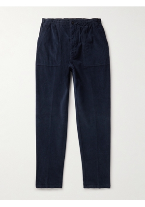 Altea - Fatigue Tapered Garment-Dyed Stretch-Cotton Corduroy Drawstring Trousers - Men - Blue - S