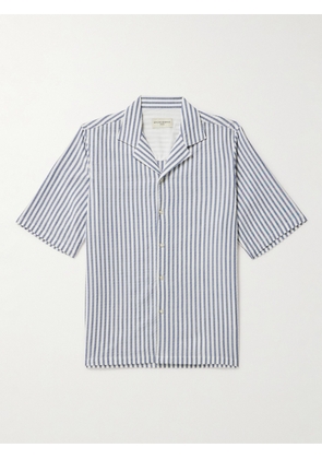 Officine Générale - Eren Camp-Collar Striped Cotton-Blend Seersucker Shirt - Men - Blue - XS