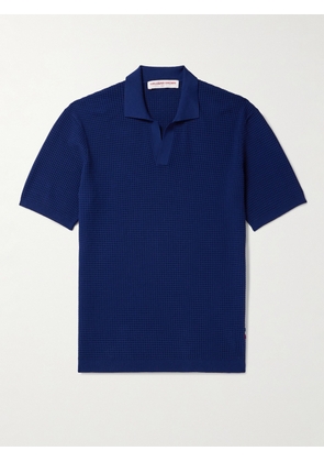 Orlebar Brown - Roddy Waffle-Knit Polo Shirt - Men - Blue - S