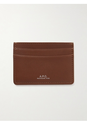A.P.C. - Andre Logo-Print Leather Cardholder - Men - Brown