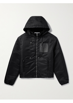LOEWE - Leather-Trimmed Shell Hooded Jacket - Men - Black - IT 44