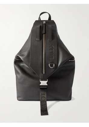 LOEWE - Convertible Logo-Debossed Leather Backpack - Men - Gray