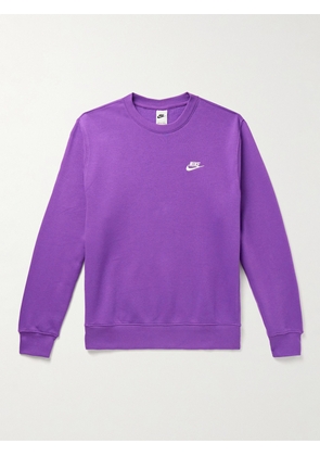 Nike - Sportswear Club Logo-Embroidered Cotton-Blend Jersey Sweatshirt - Men - Purple - S